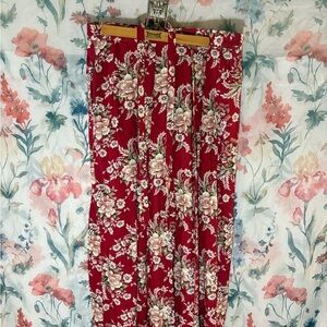 Vintage Chic Floral Midi Skirt in Red